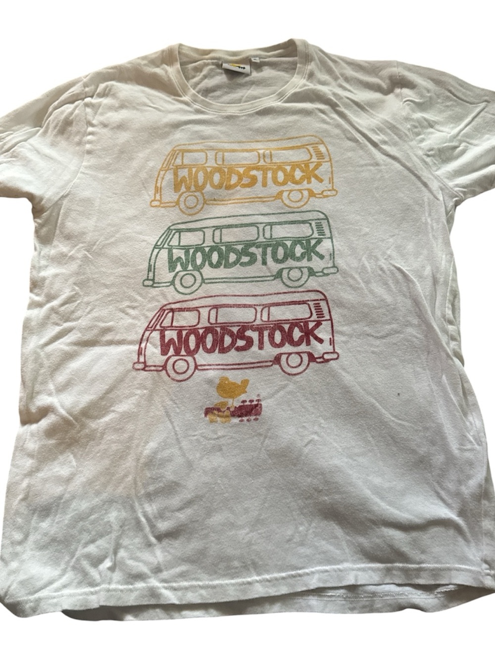 Woodstock Graphic Short Sleeve Tee - White with Yellow, Green, Red